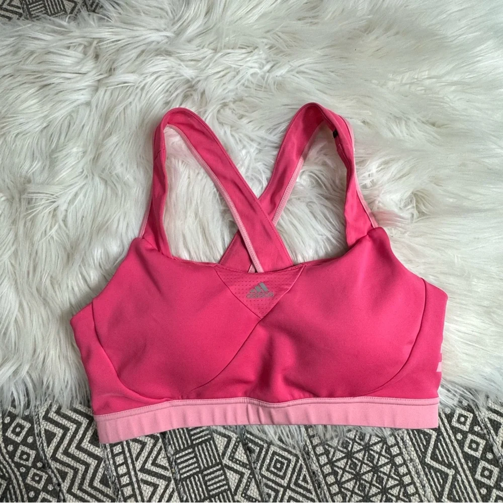 Adidas Women's Pink‎ Sports Bra Cross Back Large